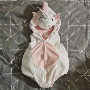 Carter's Pink and White 12M Hooded Unicorn Onesie